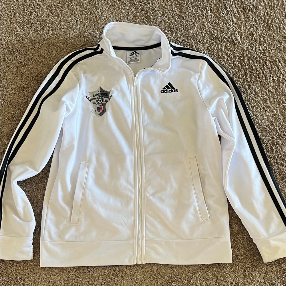 Adidas Kids White and Black Track Jacket